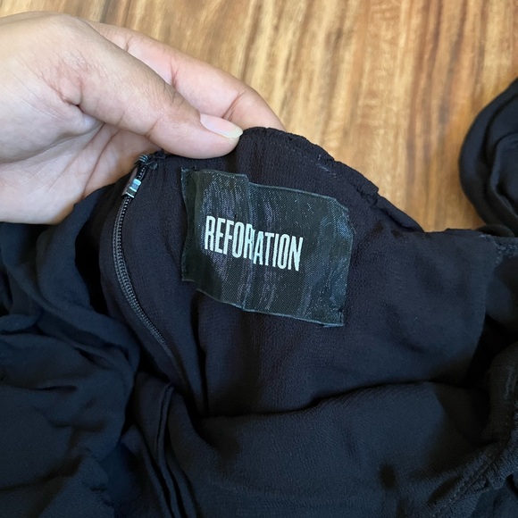 Reformation Bonnie Off The Shoulder Black Mini Dress - Picture 3 of 5